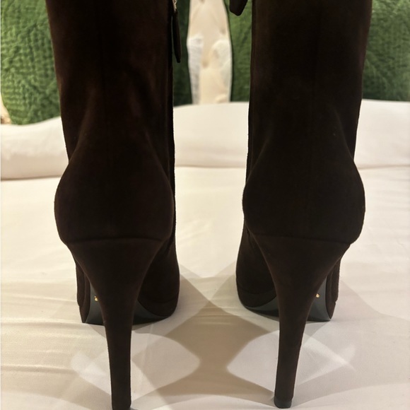 New Prada Chocolate Brown Suede Half Boot - Picture 6 of 13
